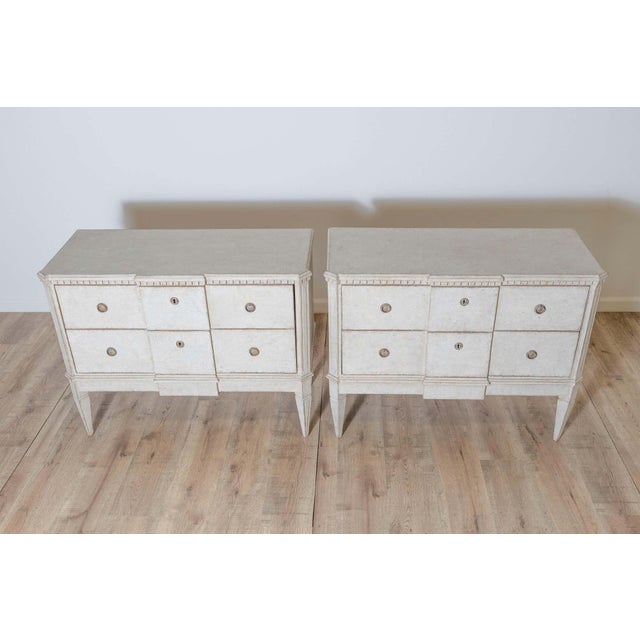 Gustavian (Swedish) Mid 20th Century Pair of Swedish Gustavian Style Chests of Drawers For Sale - Image 3 of 8
