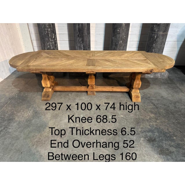 Large French 3-Meter Oak Farmhouse Dining Table, 1920s For Sale - Image 10 of 16