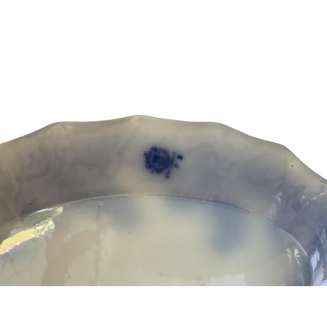Late 19th Century Antique w.h. Grindley Flow Blue Argyle 17" Oval Serving Turkey Platter C. 1895 Made in Staffordshire England For Sale - Image 5 of 5