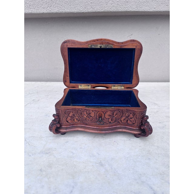 French Black Forest Carved Wood Box Circa 1900 For Sale - Image 4 of 8