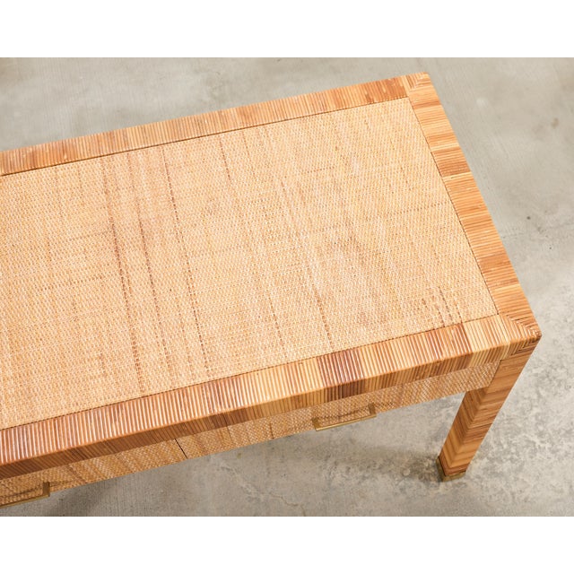 Billy Baldwin for Bielecky Brothers Rattan Cane Writing Desk For Sale - Image 10 of 18