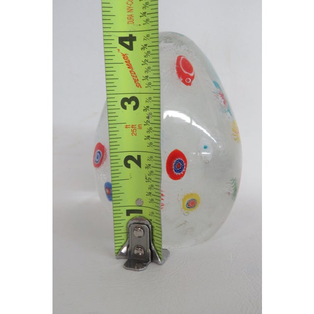 Transparent Murano Latticino Millefiori Art Glass Egg Large Italian Paper Weight 4810b For Sale - Image 8 of 10