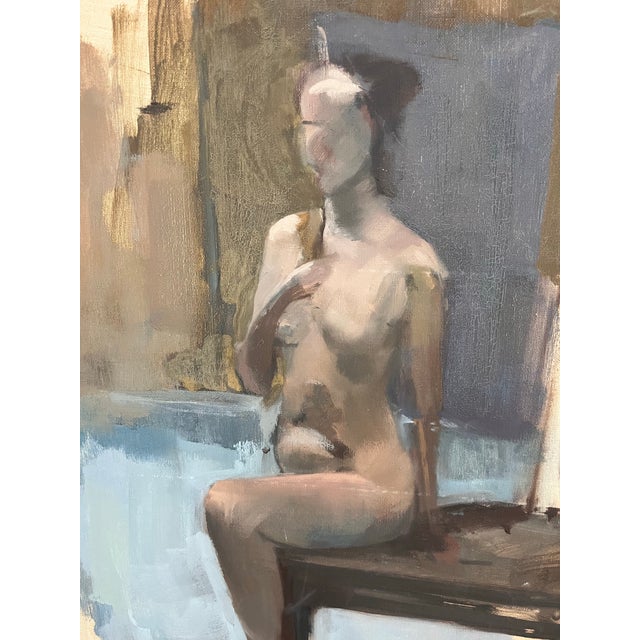 Mid 20th Century Vintage Nude Life Study Oil Painting on Canvas For Sale - Image 5 of 9