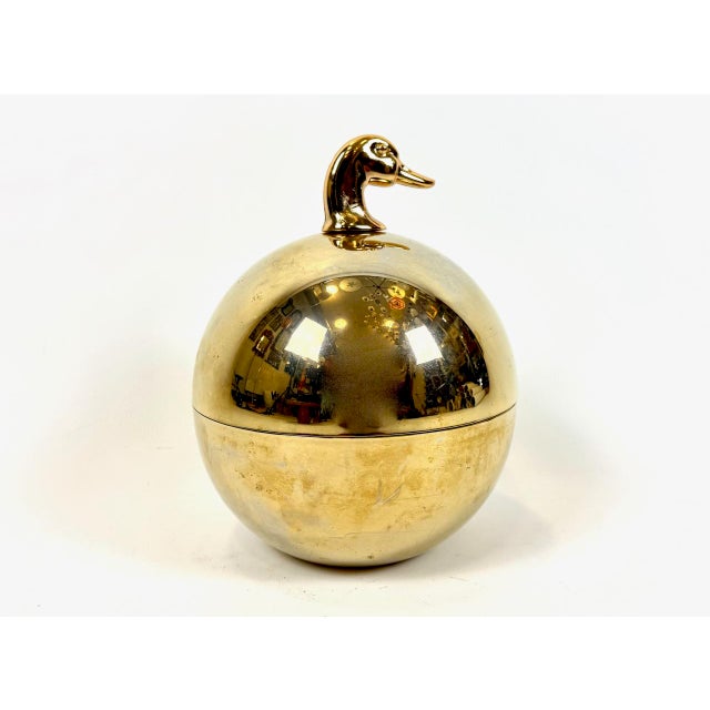 Vintage Gilded Ball Shape Ice Bucket with Duck Head Top Handle attributed to Hans Turnwald for Freddotherm, Switzerland,...