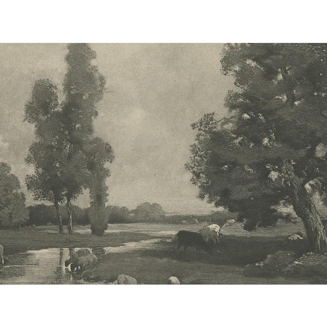 After Charles-Émile Jacque, A Rivulet, Barbizon Pastoral Landscape, 1880, Engraving For Sale - Image 6 of 9