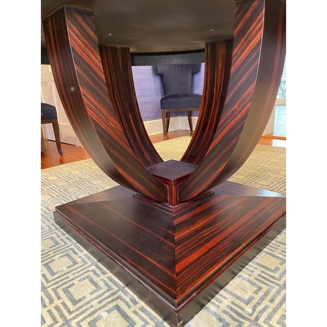 Brown Vintage Art Deco Macassar Ebony Round Dining Table For Sale - Image 8 of 16