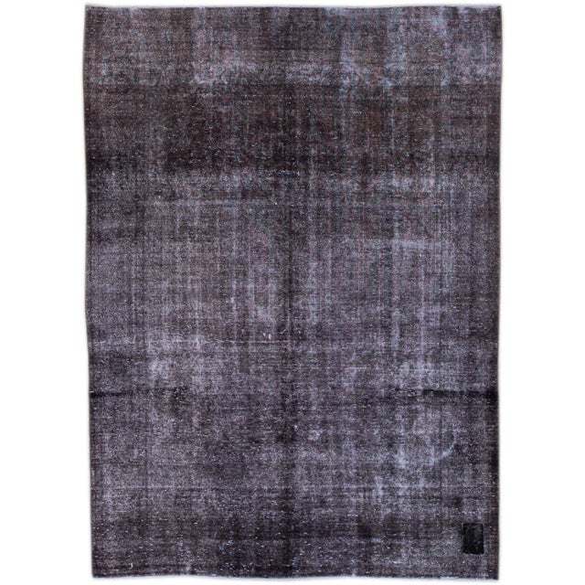 Brown Vintage Distressed All Over Brown Wool Rug For Sale - Image 8 of 8