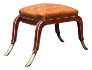 Dessin Fournir Sabreleg Leather and Silver Gilt Ottoman