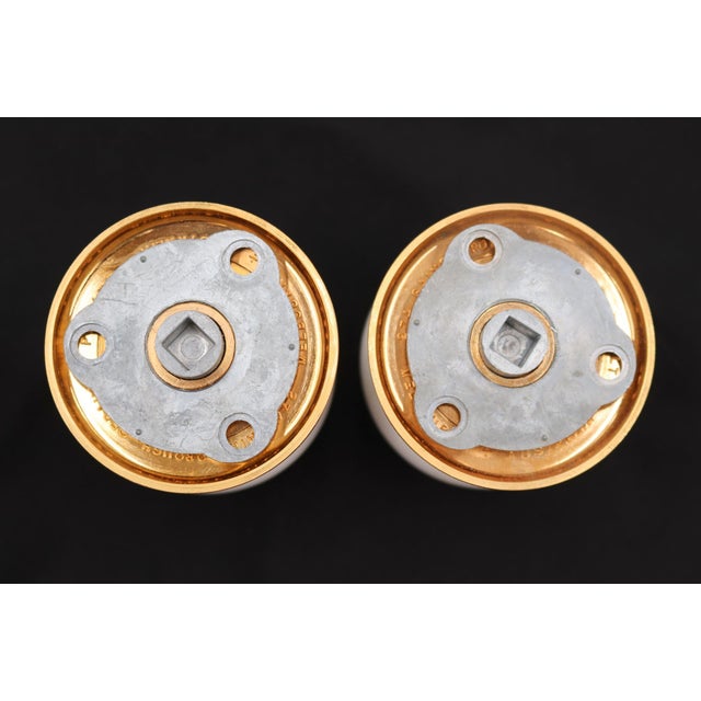 Vintage Gold Snowflake Porcelain & Brass Dummy Door Knob Set For Sale - Image 4 of 4