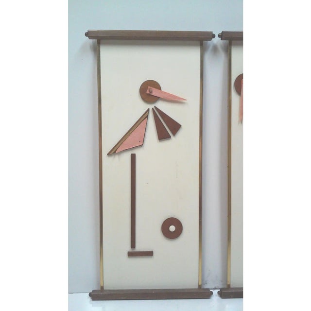 Mid-Century Modern Mid-Century Flamingo Storck Ostrich Wall Art-a Pair For Sale - Image 3 of 10