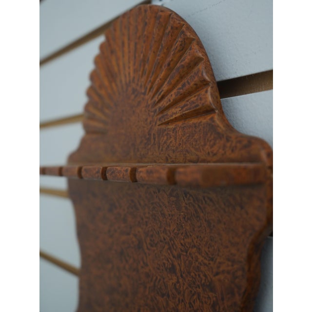 1990s Primitive Style Wood Collector Sponge Painted Spoon Holder W. Carved Sun Rays For Sale - Image 5 of 8
