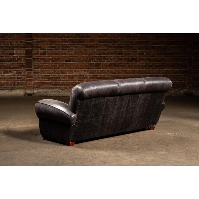 Vintage Leather Sofa in Black by Klaussner For Sale In Chicago - Image 6 of 10