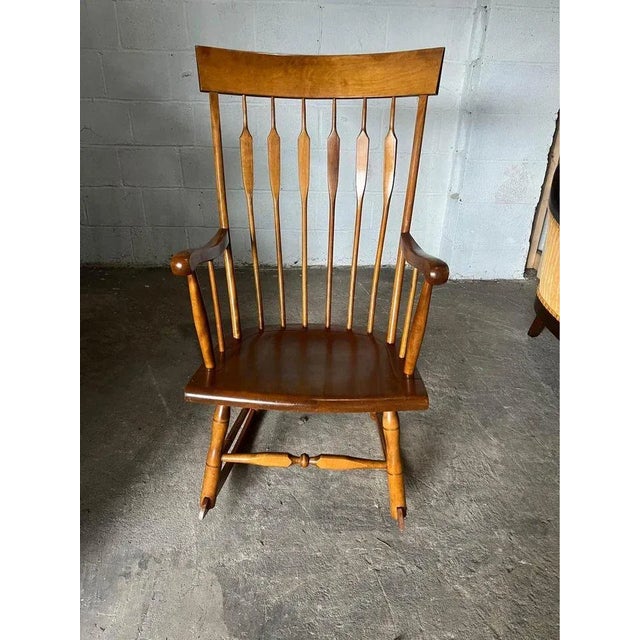 Vintage Nichols & Stone Co Solid Maple Spindle Back Windsor Style Rocker Chair For Sale - Image 11 of 12