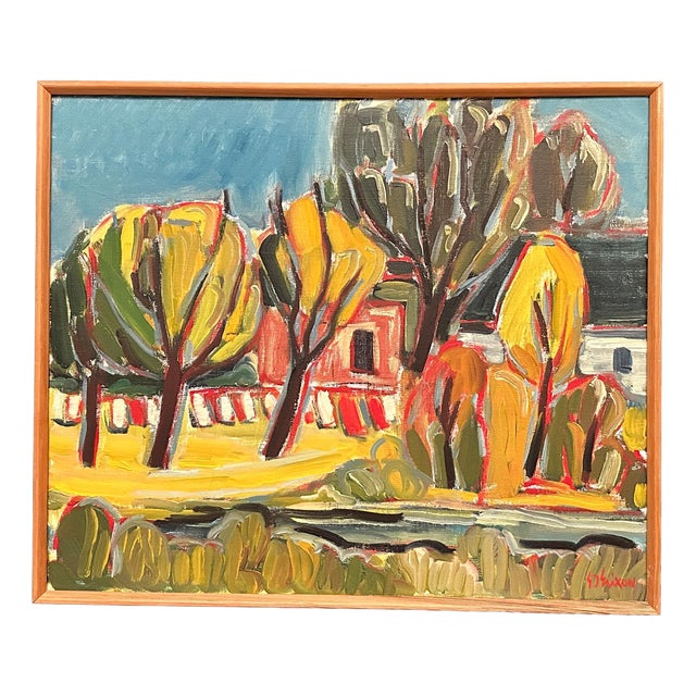 Unknown, Behind the Trees, 1950s, Oil on Canvas, Framed For Sale