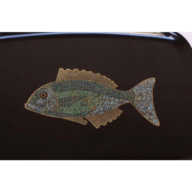 Vintage Couroc Black Resin Inlaid "Fish" Tray For Sale - Image 9 of 12