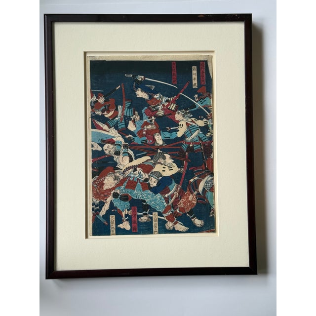 Japanese The Difficult Battle at Daijuji Temple by Tsukioka Yoshitoshi Set of Three Japanese Woodblock Prints, Cir 1873 For Sale - Image 3 of 11
