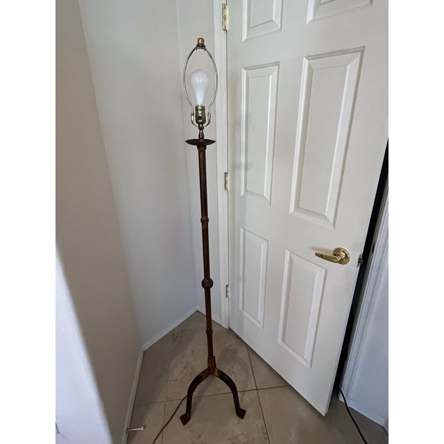 Brown 1940’s Style French Brutalist Floor Lamp For Sale - Image 8 of 12