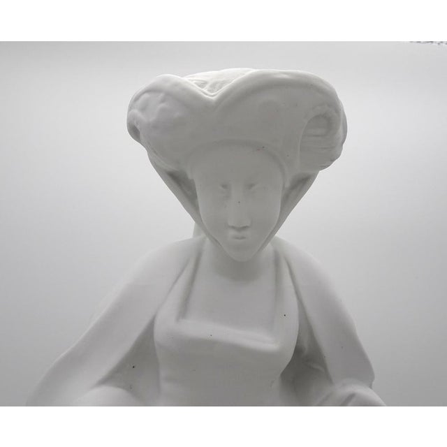 Vintage Medieval Lady Bisque Porcelain Figurine, 1970s For Sale - Image 4 of 15
