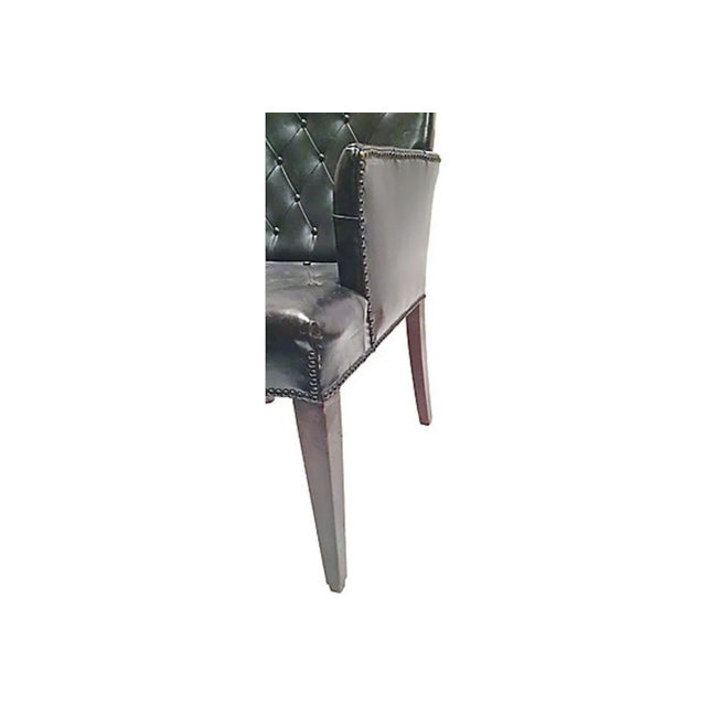 Vintage Mid CenturyTufted Leather Bergère For Sale - Image 9 of 10