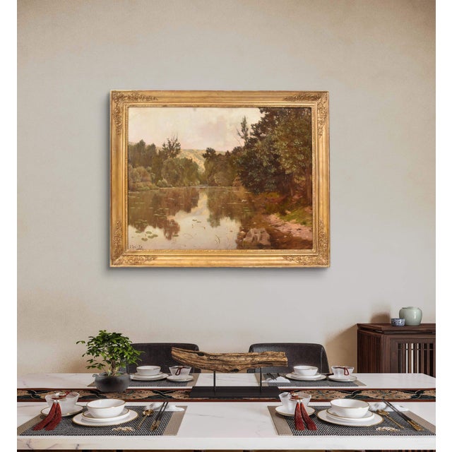 The Antique Paintings, Landscape with River and Water Lilies, features an early 20th-century oil painting on canvas...