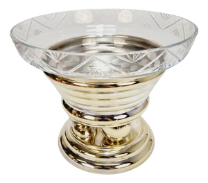 Large Art Deco Crystal Glass Centerpiece Bowl on Pedestal