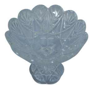 Clear Cut Glass Compote / Candy Dish Ruffle Edges