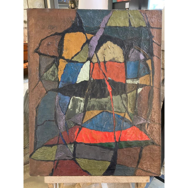 Mid 20th Century Spanish Abstract Impasto Signed Mario Marques En Verso. Small repair in back plus tiny paint loss (only...