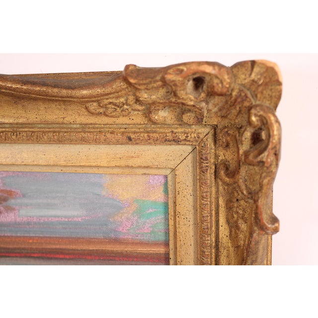 Interior Painting of a Blonde Girl on a Red Sofa by Donald Putt Putman (1926-2007) For Sale - Image 11 of 11