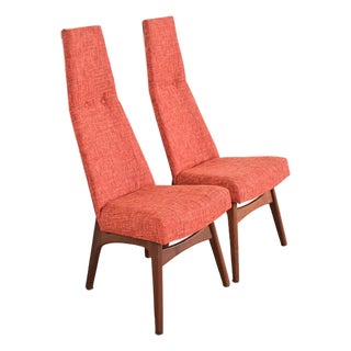 Adrian Pearsall for Craft Associates Mid-Century Modern High Back Side Chairs or Lounge Chairs, Pair For Sale