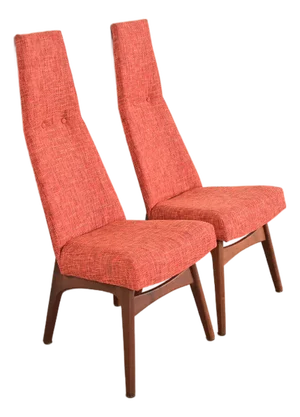 Adrian Pearsall for Craft Associates Mid-Century Modern High Back Side Chairs or Lounge Chairs, Pair