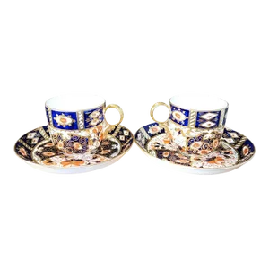 19th Century Davenport Longport Imari Cup & Saucer Sets- 4 Pieces