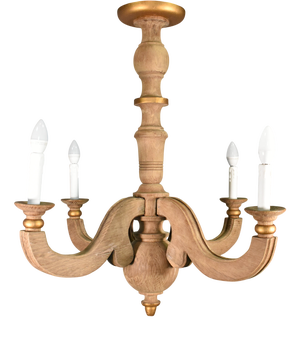 French Provincial 4-Arm Chandelier in Oak, 1890s