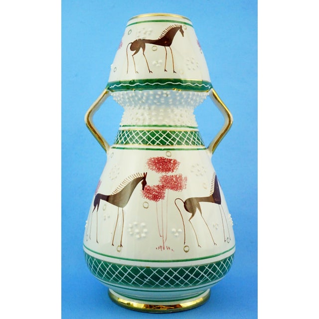 Vintage Ceramic Vase with Stylized Horses by Serafino Volpi, Italy, 1950s For Sale - Image 9 of 18