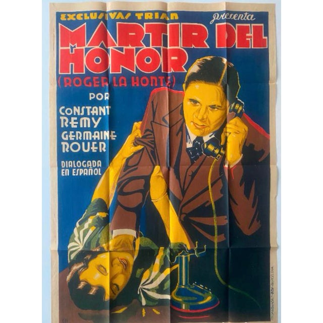 Blue Lithograph Martyr of Honor Film Poster, Barcelona, 1933 For Sale - Image 8 of 8