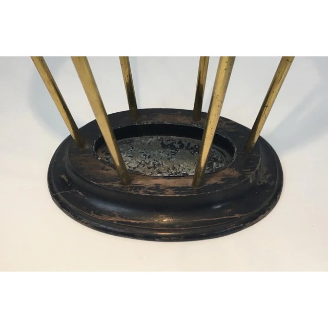 Jacques Adnet Attributed to Jacques Adnet, Ebonized Wood and Brass Umbrella Stand For Sale - Image 4 of 13