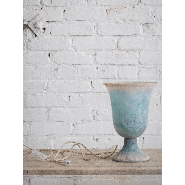 Verdigris Murano Scavo Torchiere Table Lamp by Seguso For Sale - Image 8 of 8