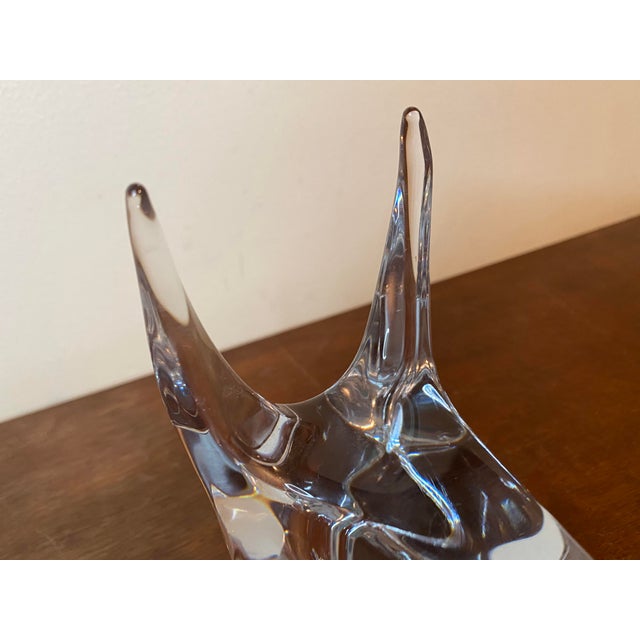 1970s Vintage Daum France Signed Crystal Figurine Doberman Bull Head Paperweight For Sale - Image 5 of 13