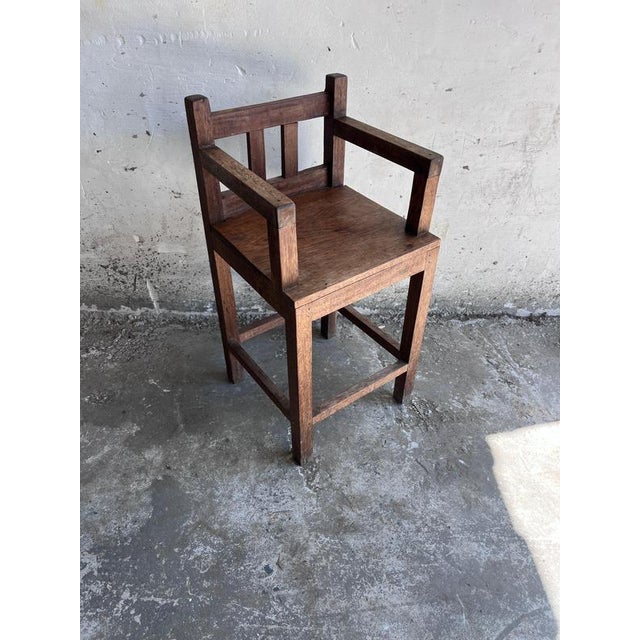 Brutalist Oak Childrens Chair, 1960s For Sale - Image 10 of 10
