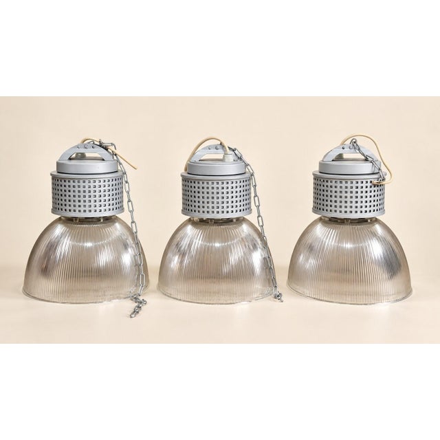 RZB Industrial Pendant Lights in Holophane Glass, 1990s, Set of 3 For Sale - Image 10 of 10