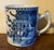Large antique 18th century Chinese export blue & white porcelain tankard mug. Decorated with courtly figures in a...
