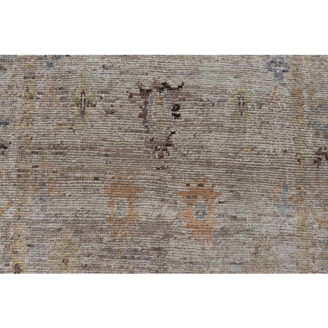 Modern Distressed Oushak With All-Over Floral Design on Cream Field and Border 3'9 X 5'8 For Sale - Image 4 of 8