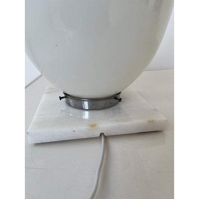 Glass White Table Lamp with Marble Base For Sale - Image 7 of 8