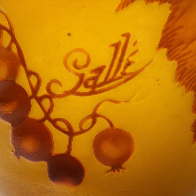 Art Deco Émile Gallé Cameo Glass W/ Amber and Yellow Naturalist Detailing Vase For Sale - Image 9 of 12