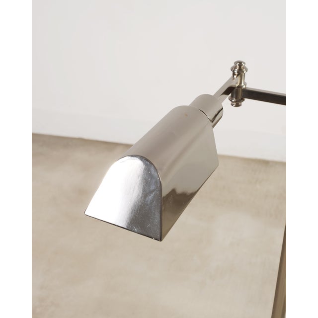 Ralph Lauren Style Adjustable Polished Nickel Pharmacy Floor Lamp For Sale In Sacramento - Image 6 of 15