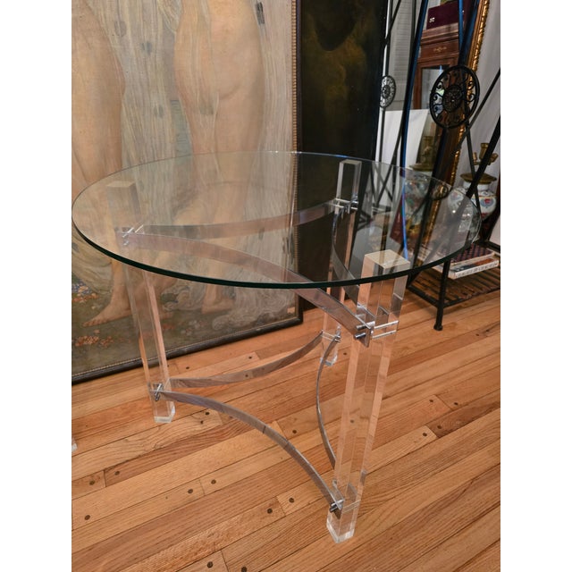 Mid Century Modern Designer Pair Vintage Lucite Tables For Sale - Image 12 of 13
