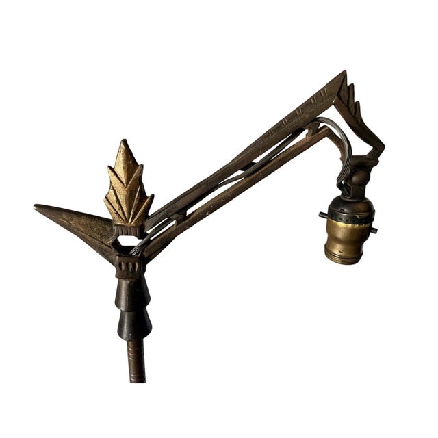 A finely crafted example of early 20th-century design, this Art Deco bridge arm floor lamp blends angular geometry with...