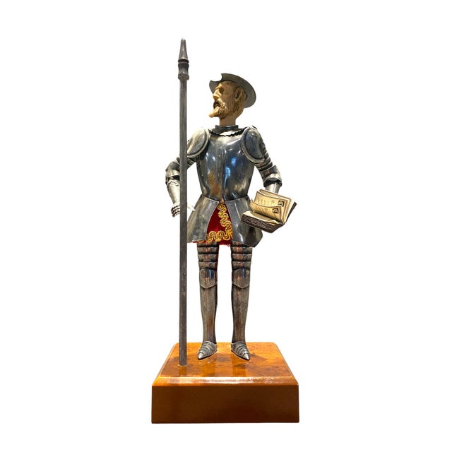 Vintage Don Quixote Sculpture in Metal Armor For Sale - Image 11 of 14