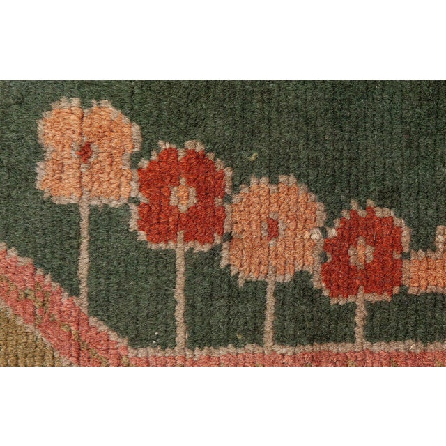Arts & Crafts Doris Leslie Blau Antique Arts and Crafts Donegal Green Rug For Sale - Image 3 of 8