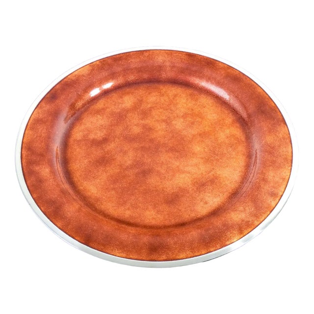 Enamelled Copper And Silver Plate by M. Mare For Broggi For Sale