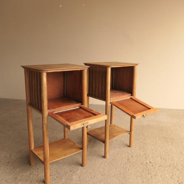 Striped Oak Bedside Tables, Set of 2 For Sale - Image 11 of 13